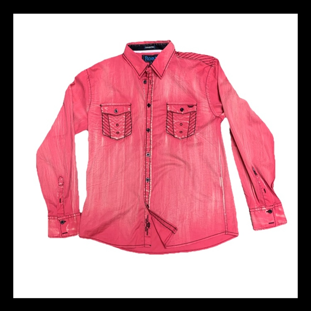Red Men's Roar Foundation button up Shirt